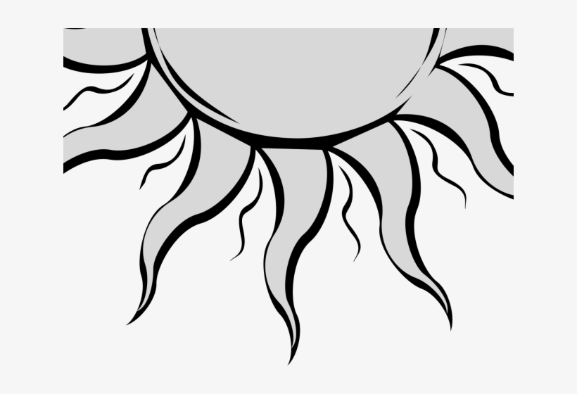 Sun Clipart Black And White - White Half Sun Clip Art, transparent png #8064381