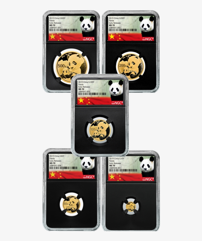 2019 5 Coin Mint State 70 China Gold Panda Set - Collectible Card Game, transparent png #8064803
