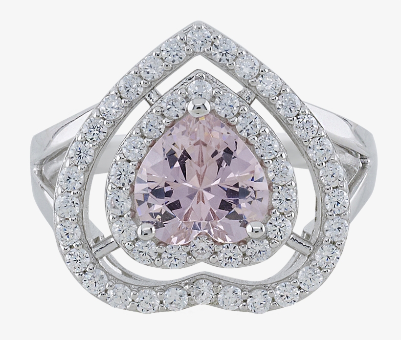 925 Silver Heart Of Pink Ring Online In India - Engagement Ring, transparent png #8065716