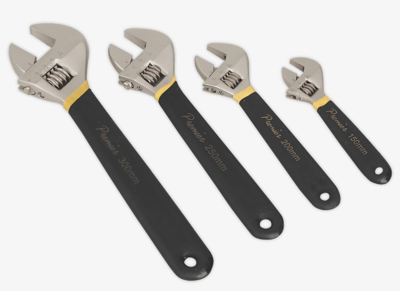 Adjustable Wrench Set 4pc Ni-fe Finish - Iron, transparent png #8065851