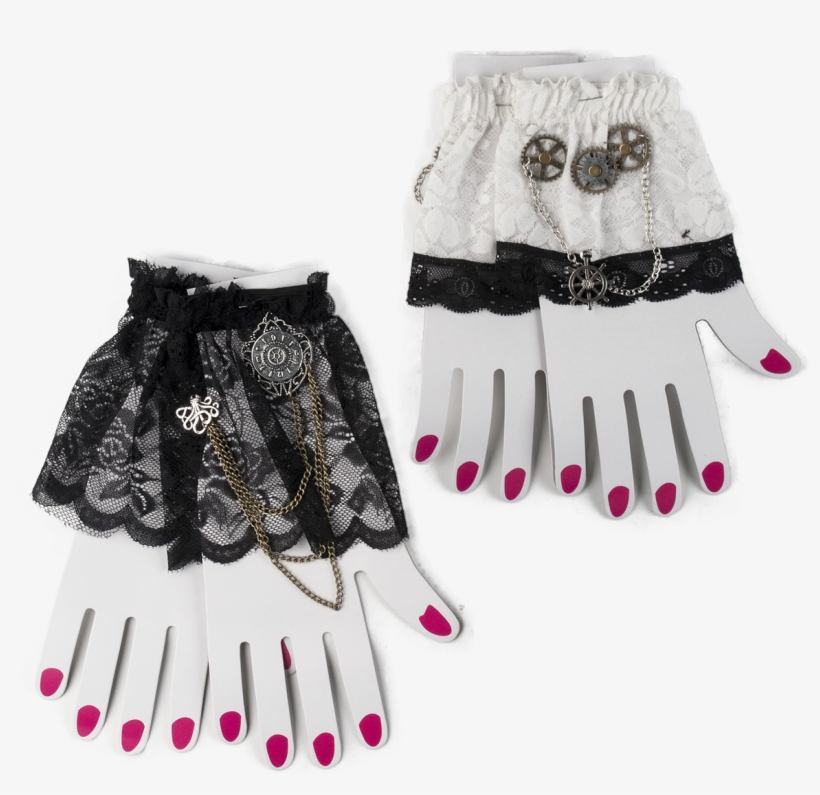 Lace Wrist Cuffs / Steampunk Black - Miniskirt, transparent png #8066172