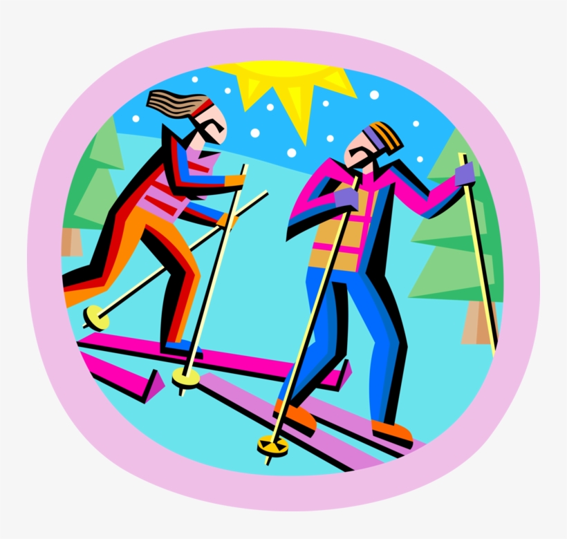 Vector Illustration Of Winter Cross-country Skiers, transparent png #8067348