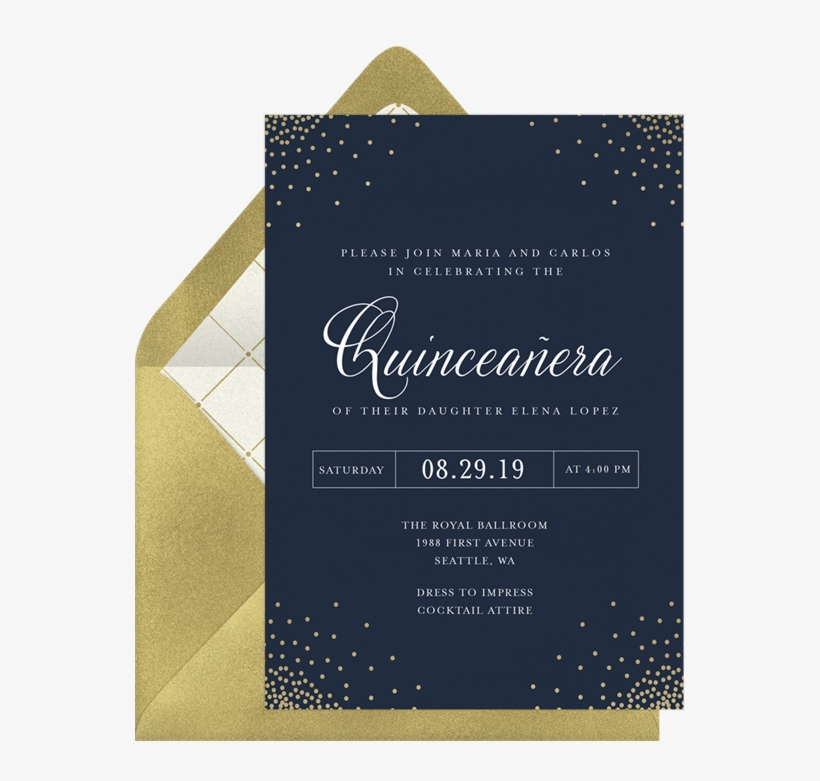 Elegant Confetti Invitation In Blue - Calligraphy, transparent png #8067830