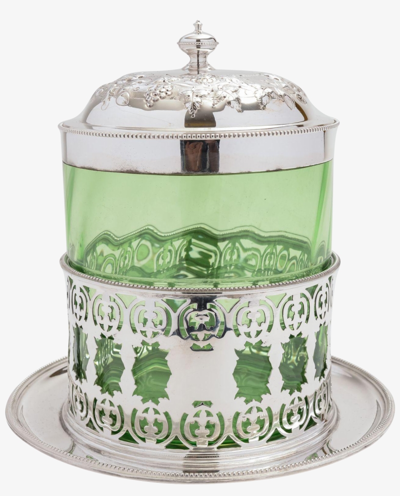 Victorian Glass & Silver Plated Biscuit/cookie Jar - Lighthouse, transparent png #8068969