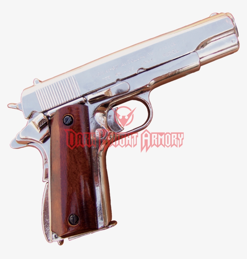 45 Caliber Automatic Pistol Nickel Finish - Starting Pistol, transparent png #8069248