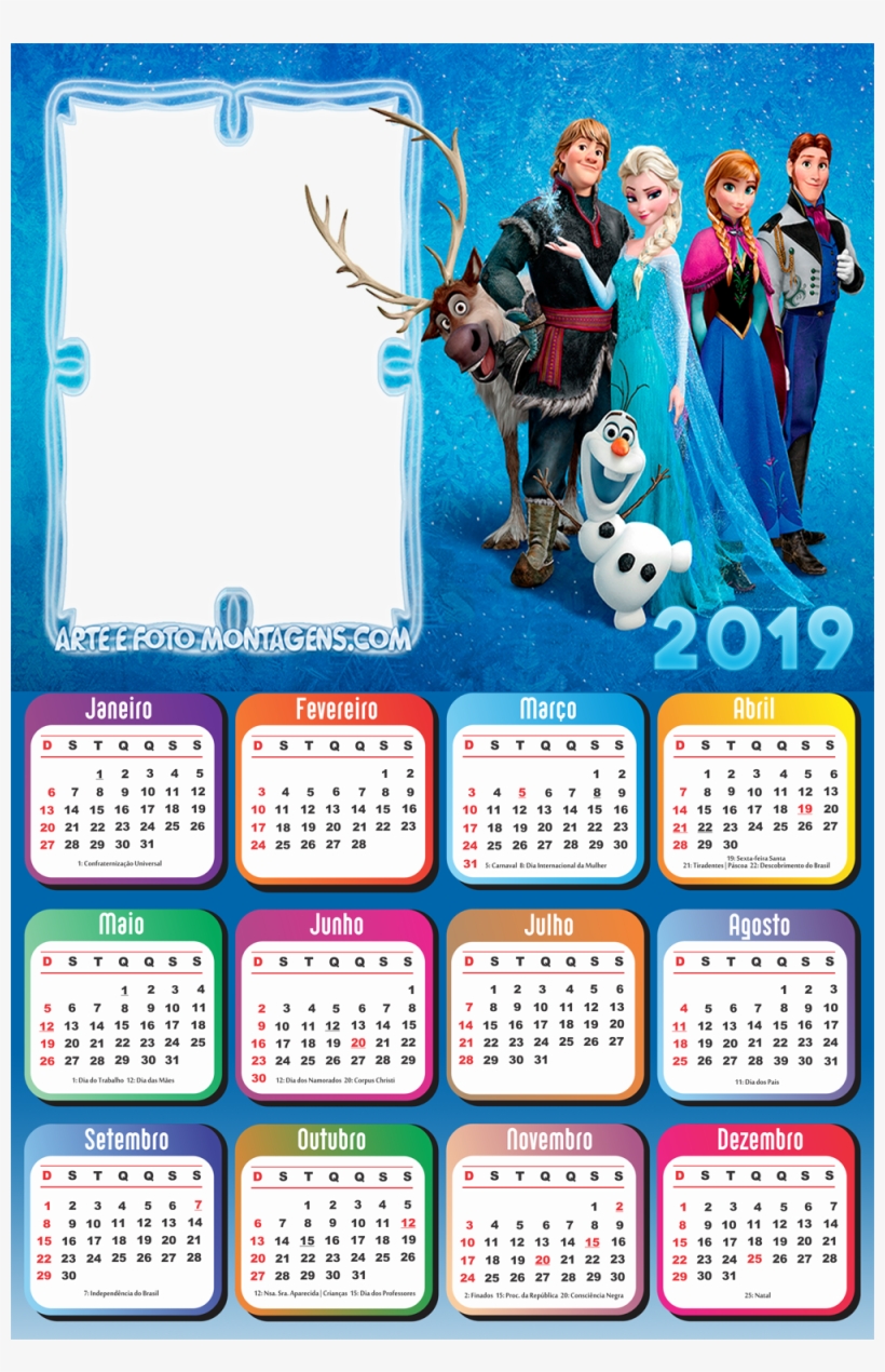 Calendário 2019 Frozen Filme - Calendario 2019 Frozen, transparent png #8069653