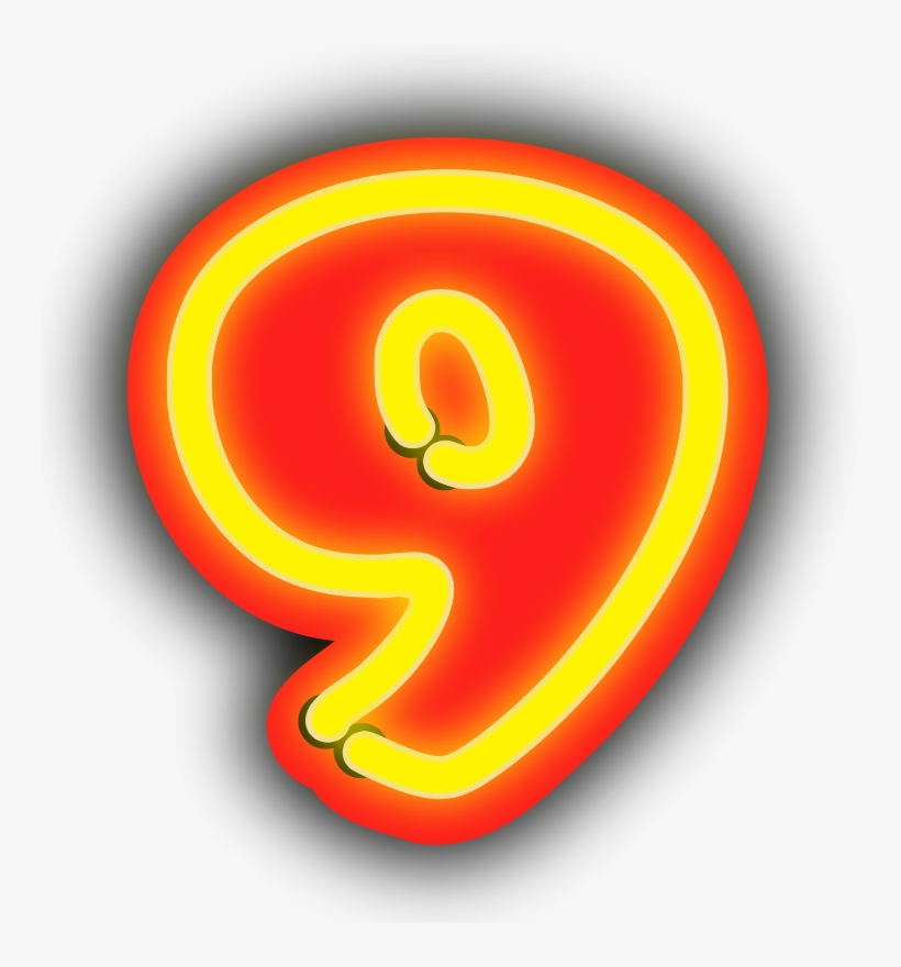 Neon Numerals - Number 9 Clipart, transparent png #8069979