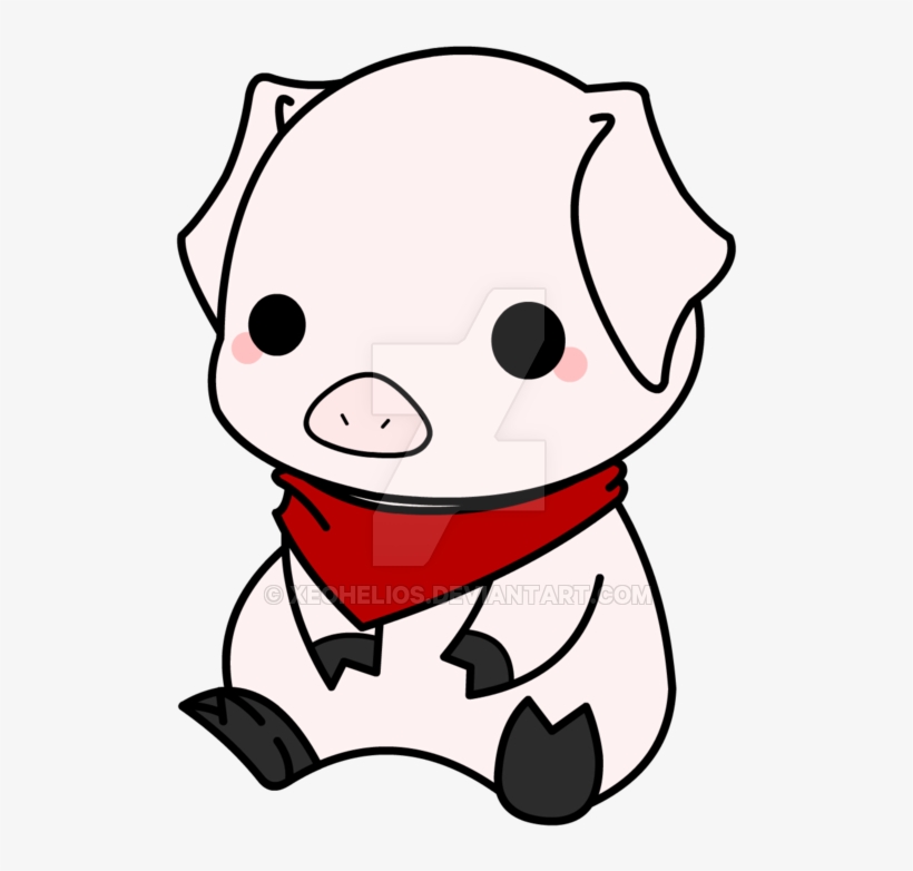 Drawn Pig Chibi - Cute Anime Pig Drawing, transparent png #8070294