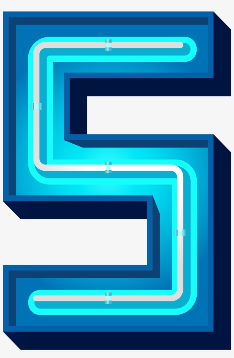 Number Five Blue Neon Png Clip Art Image - Blue Neon Png Letter, transparent png #8070404