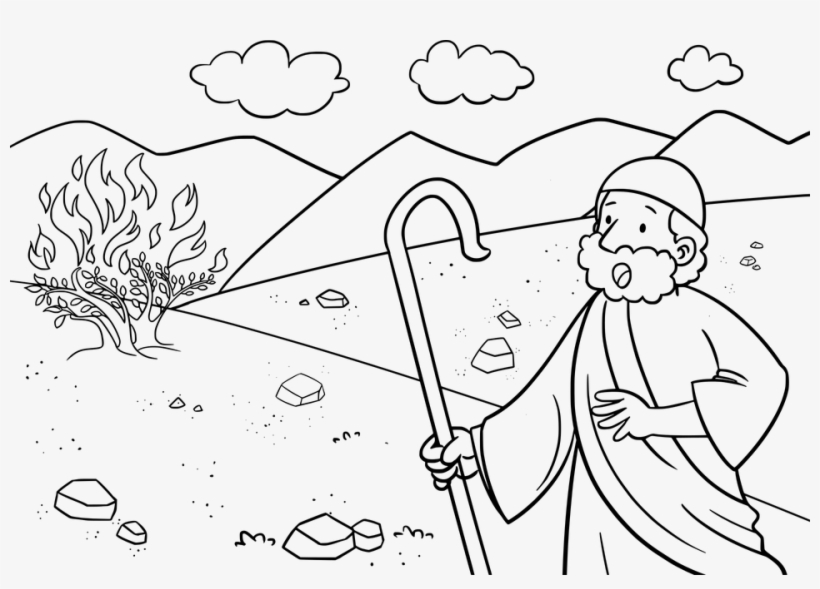 Moises Y La Sarsa Ardiente Paracolorear, transparent png #8070801