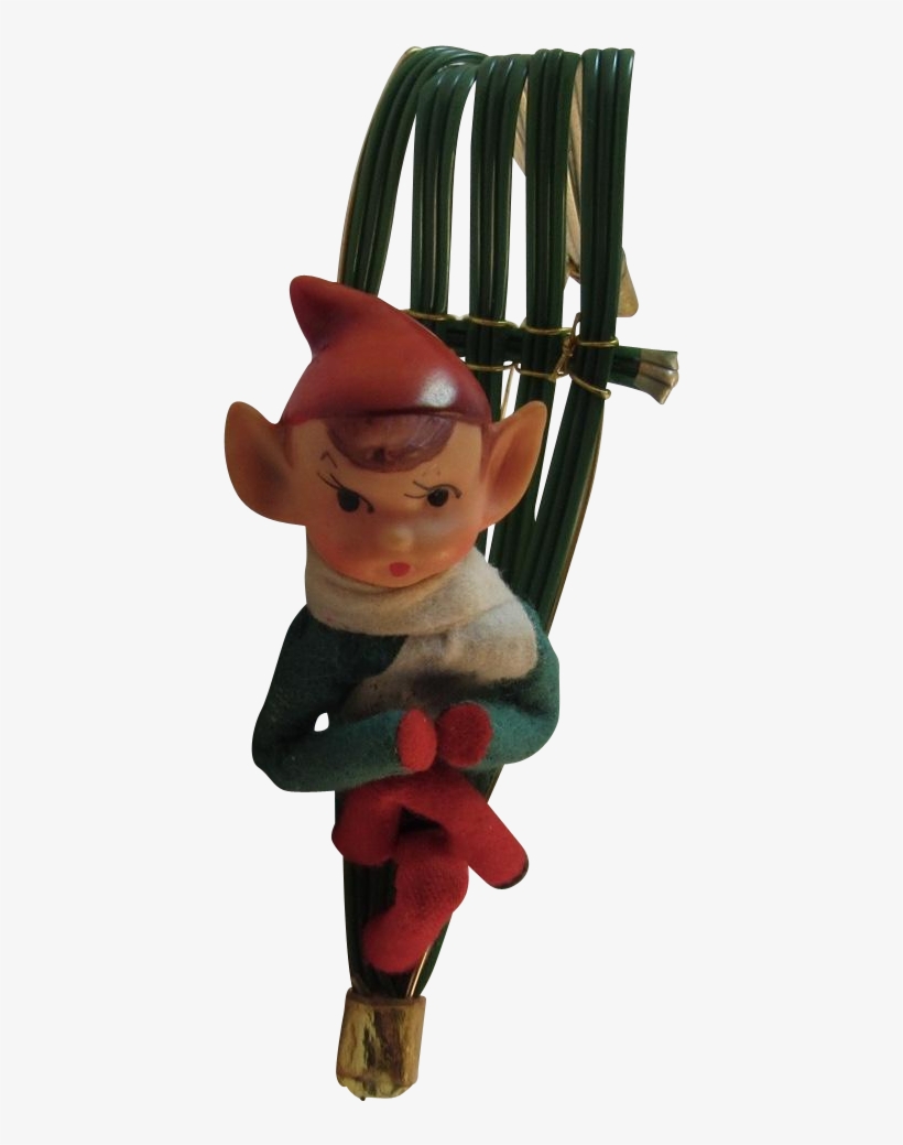 Knee Hugger Elf On Sled Vintage Christmas Ornament - Figurine, transparent png #8074097