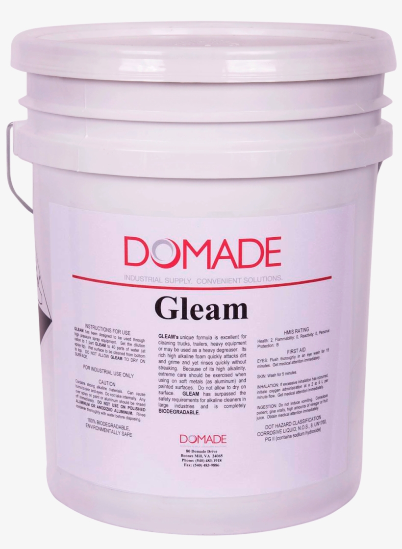 Domade Gleam, Hd Alkaline Cleaner/degreaser, 1x6gl - Eitan Yardeni, transparent png #8074363