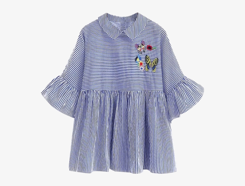 Bordado De La Blusa De Rayas Delantal - Blouse, transparent png #8076739