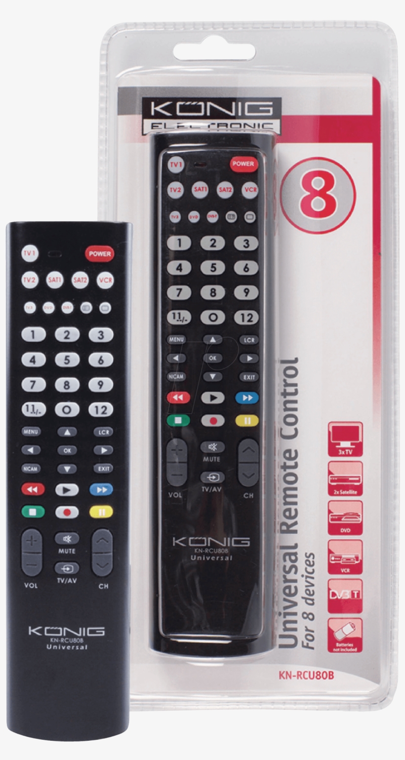 Universal Remote Control For 2 Devices König Kn-rcu80b - König Kn Rcu40b 4 1 Universal Remote, transparent png #8081931
