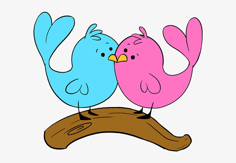 How To Draw Love Birds - Easy Love Bird Drawing, transparent png #8089249