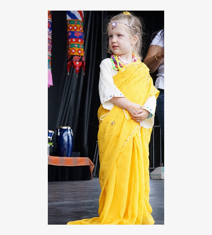 A Child Demurely Models A Buttercup-yellow Sari - Girl, transparent png #8091266