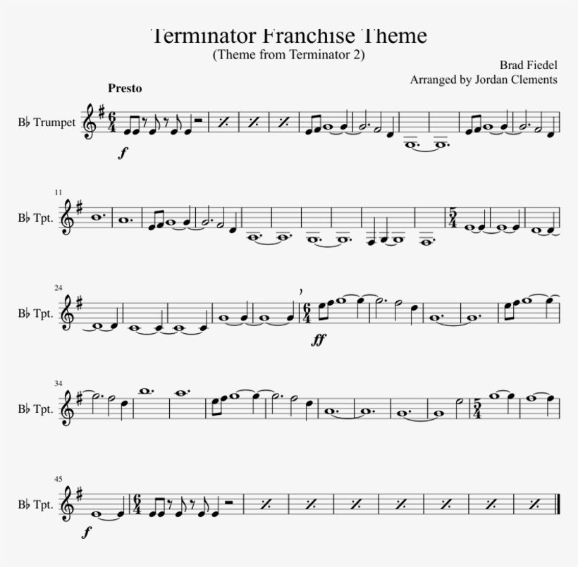 Terminator Franchise Theme Sheet Music For Trumpet - Thomas The Tank Engine Trumpet, transparent png #8094160