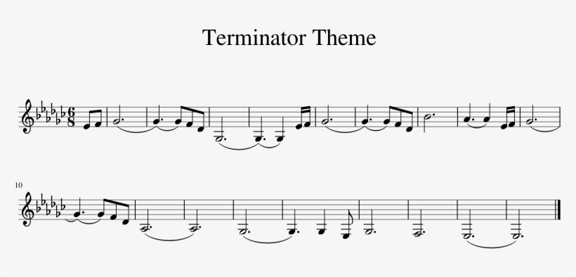 Terminator Theme Sheet Music 1 Of 1 Pages - Terminator Theme Song For Trumpet, transparent png #8094360