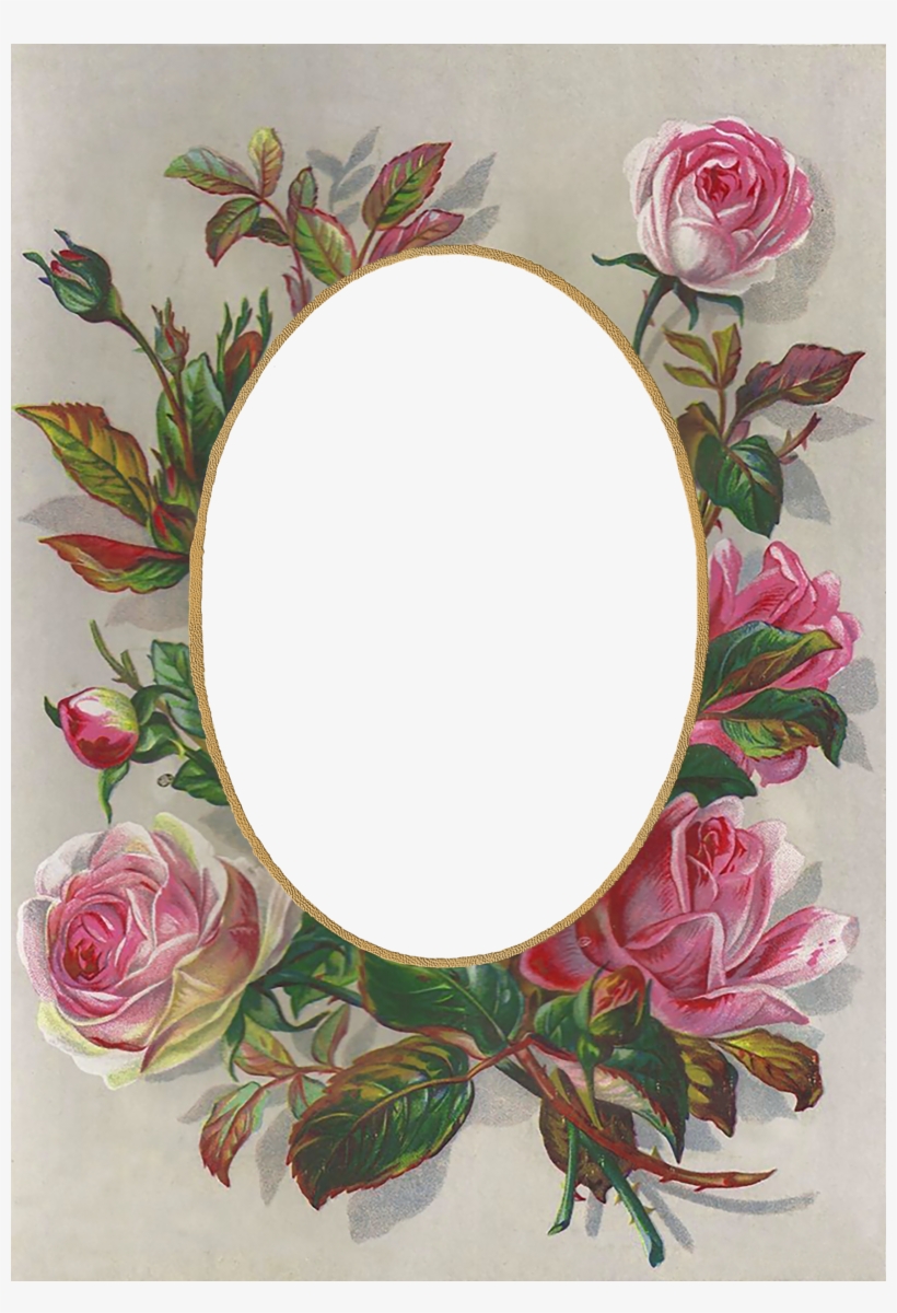 Vintage Frames, Vintage Cards, Vintage Ephemera, Frame - Victorian Roses Frame, transparent png #8095699