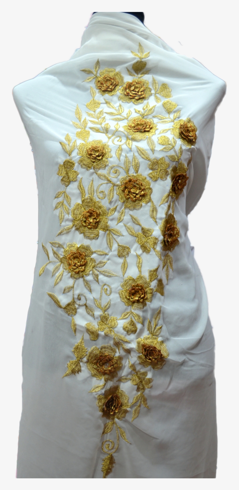 White Un-stitched Georgette With Embroidery Salwar - Cocktail Dress, transparent png #8095950