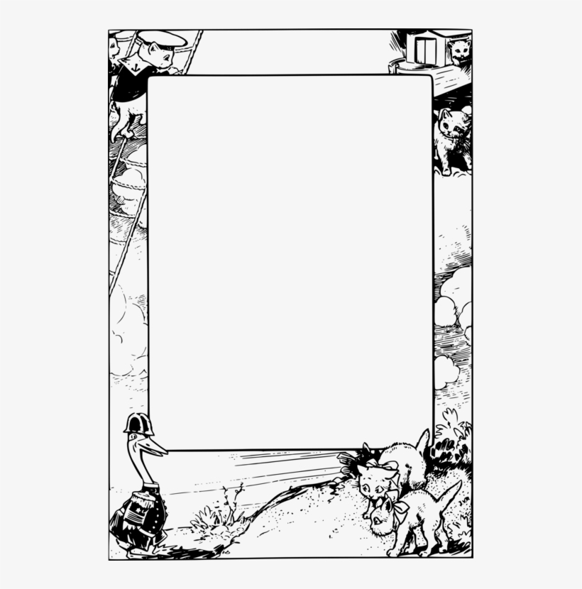 Kitten Black And White Visual Arts Cat Picture Frames - Kittens Frame, transparent png #8095989