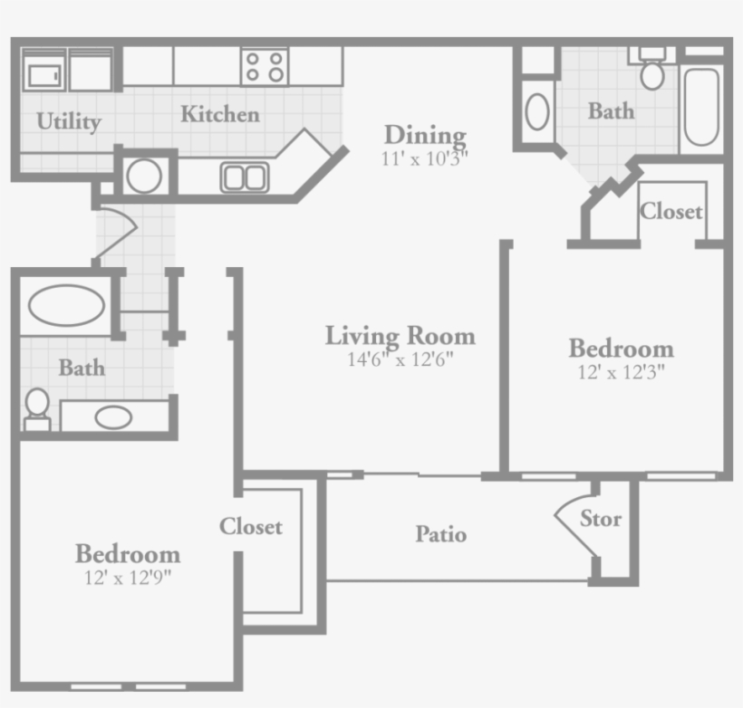 Crowne On 10th - 3 Bedroom Apartment Floor Plans, transparent png #8097373