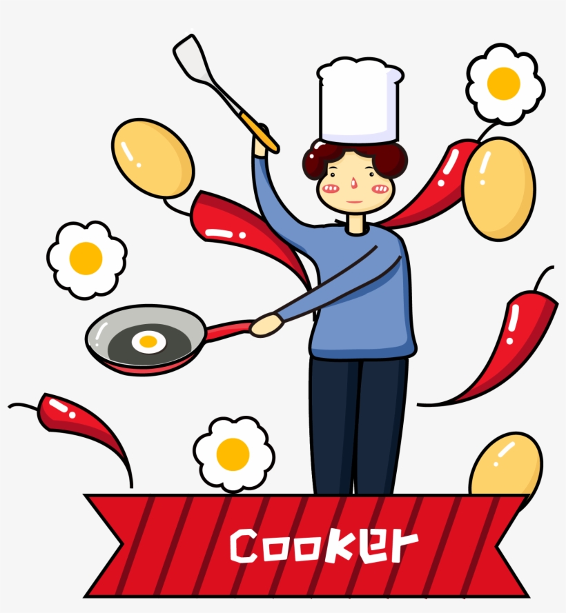 Chef Cooking Eggs Omelet Png And Vector Image - Cooking, transparent png #8097445