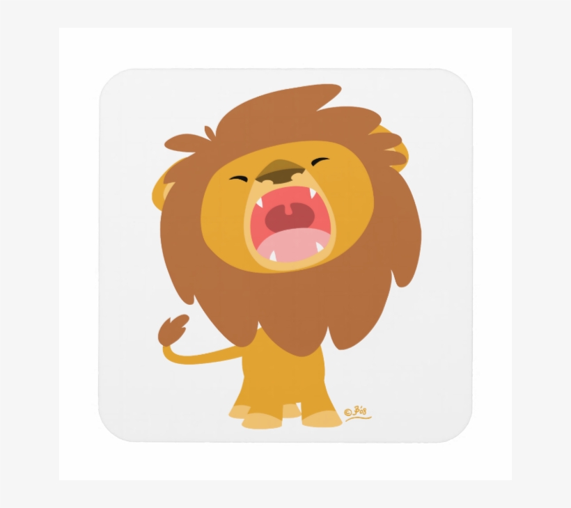 Cute Cartoon Roaring Lion Coasters - Cute Cartoon Lion Roar, transparent png #8098812