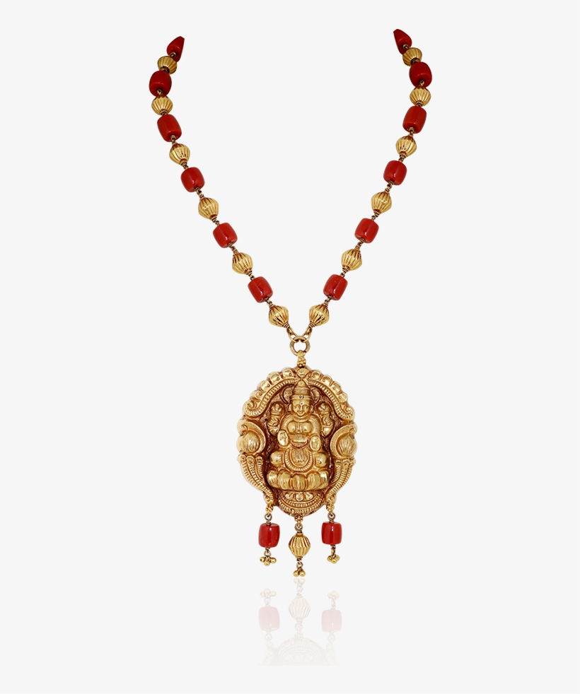 Maha Lakshmi Coral Antique Haaram - Locket, transparent png #8099042