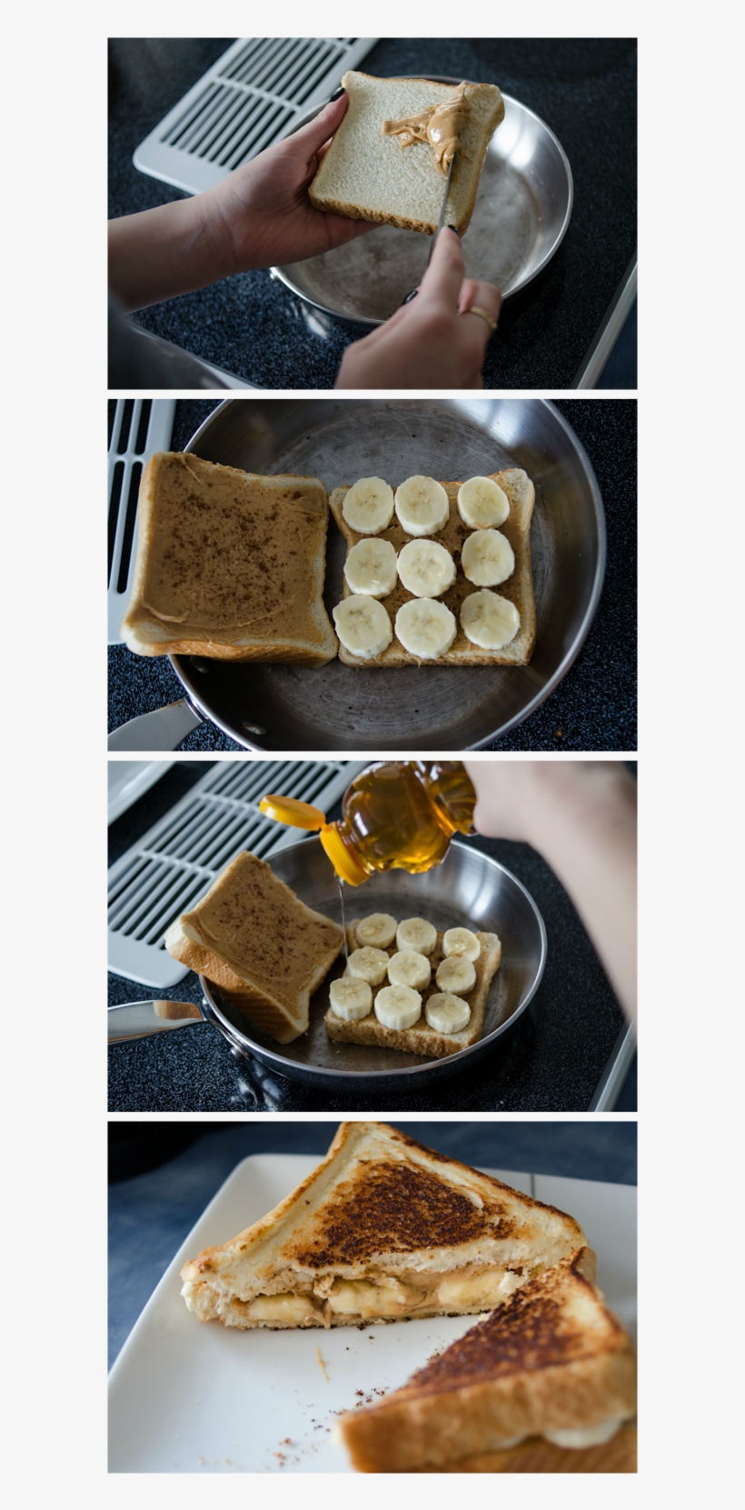 Pb, Banana, Cinnamon & Honey Grilled Sandwich - Tosty Z Masłem Orzechowym, transparent png #8099705
