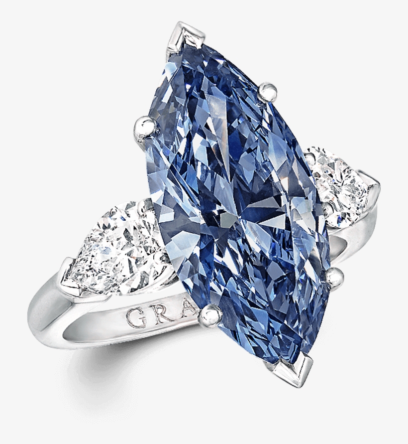 Marquise Cut Blue Diamond Ring, transparent png #810372