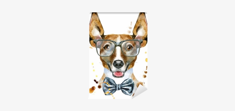 Watercolor Portrait Of Jack Russell Terrier With Bow-tie - Terrier, transparent png #810766