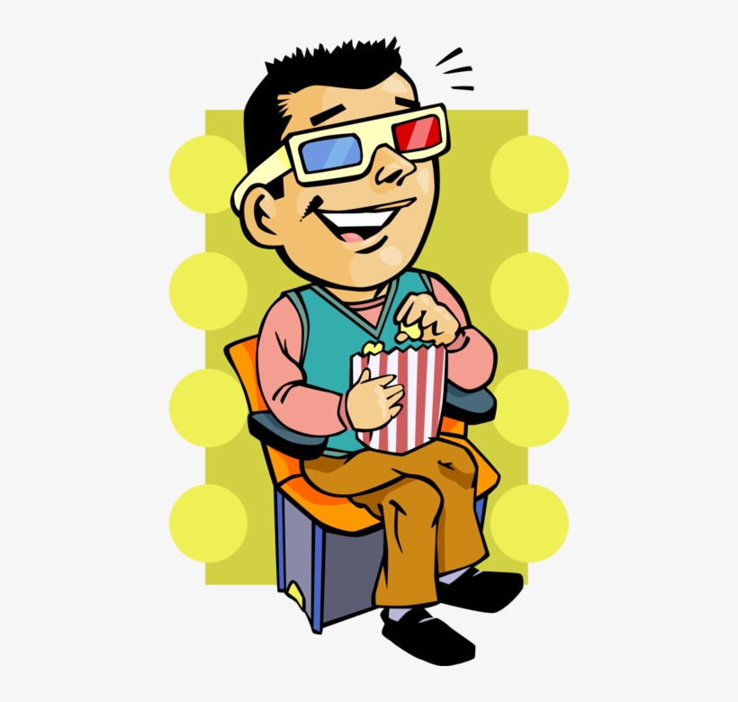 Man Watching A Movie With 3d Glasses Royalty Free Vector - Watching Movies Clipart, transparent png #811149
