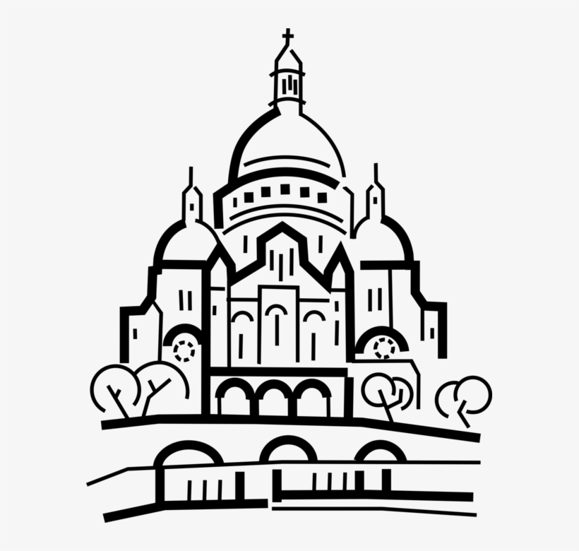 Vector Illustration Of Montmatre Sacré-cœur Basilica - Free Clip Art Sacre Coeut, transparent png #811367