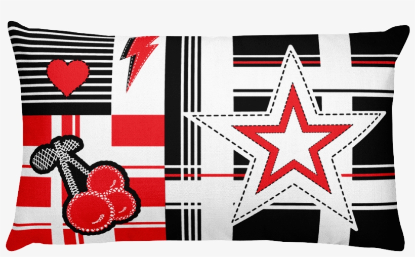 Plaid Punk Love Lightning Bolt Cherry Star 20" X 12" - Throw Pillow, transparent png #811426