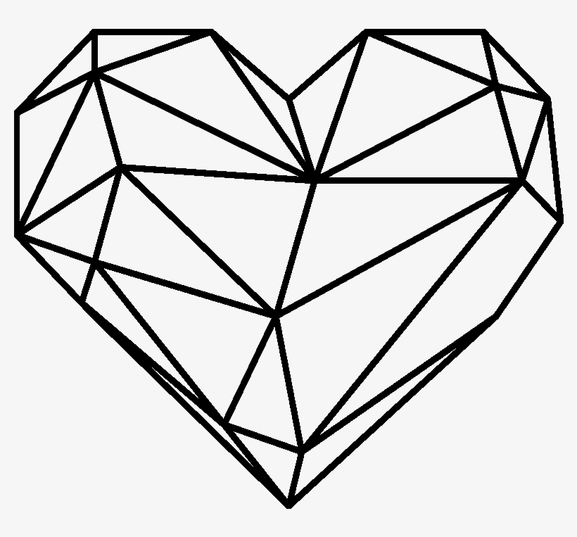 Sticker Origami Cur Design Ambiance Sticker Rv A064 - Cheap Wall Decoration Geometric Heart Shape Waterproof, transparent png #811724