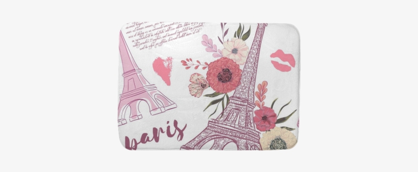 Bath Mats Paris Vintage Seamless Pattern With Eiffel - Papel De Parede Paris, transparent png #811992