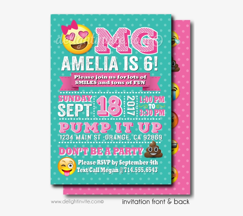 Omg Emoji Birthday Party Invitations - 8th Birthday Party Emoji Invitations, transparent png #812218