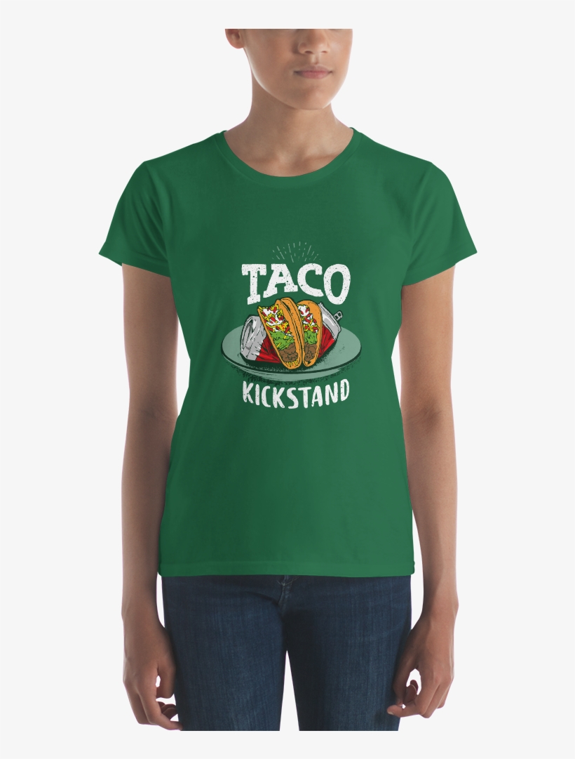 Taco Kickstand Mockup Front Womens Kelly-green - Shirt, transparent png #814123