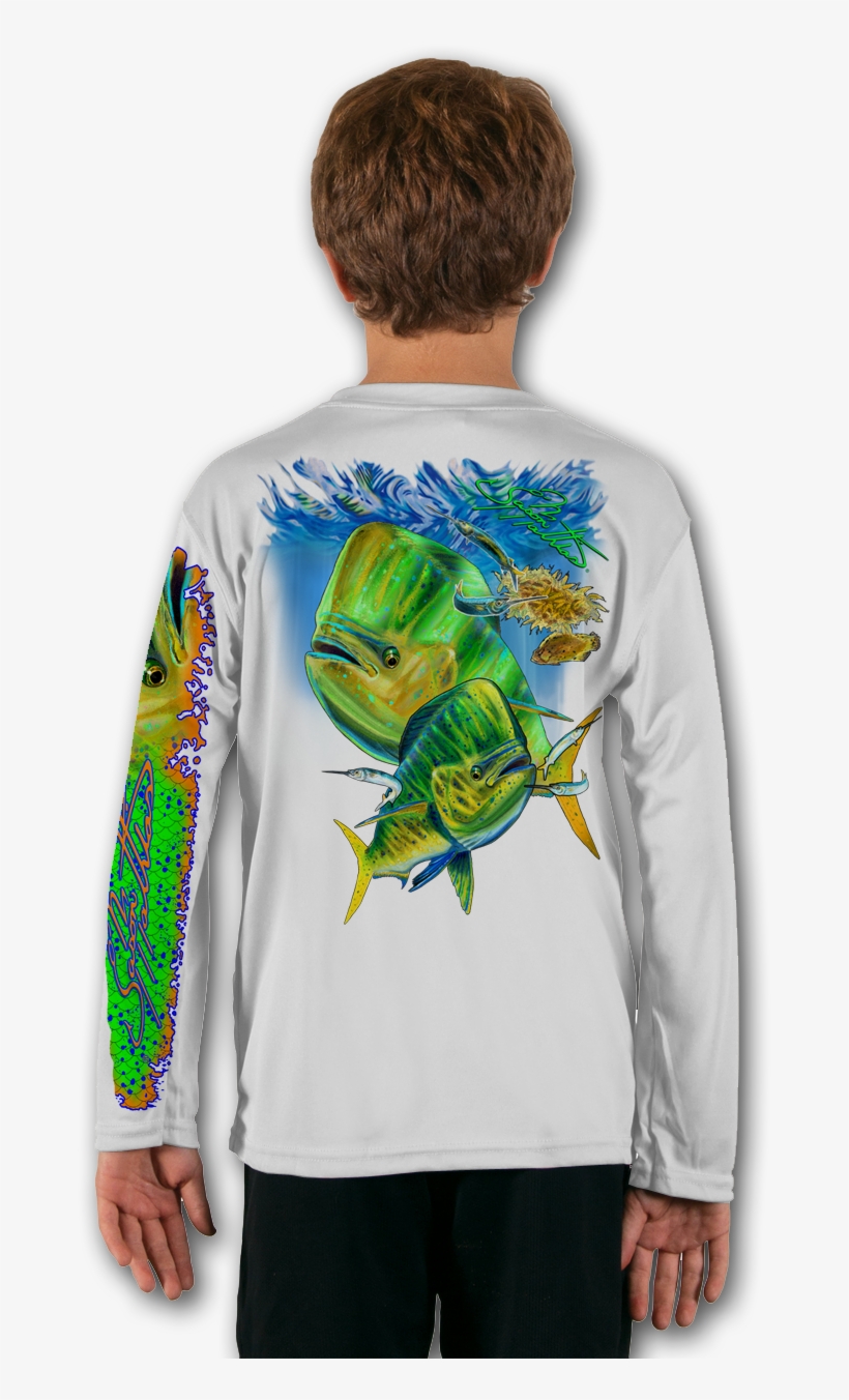 Mahi White Youth Solar Ls Back Performance Shirt - T-shirt, transparent png #814242