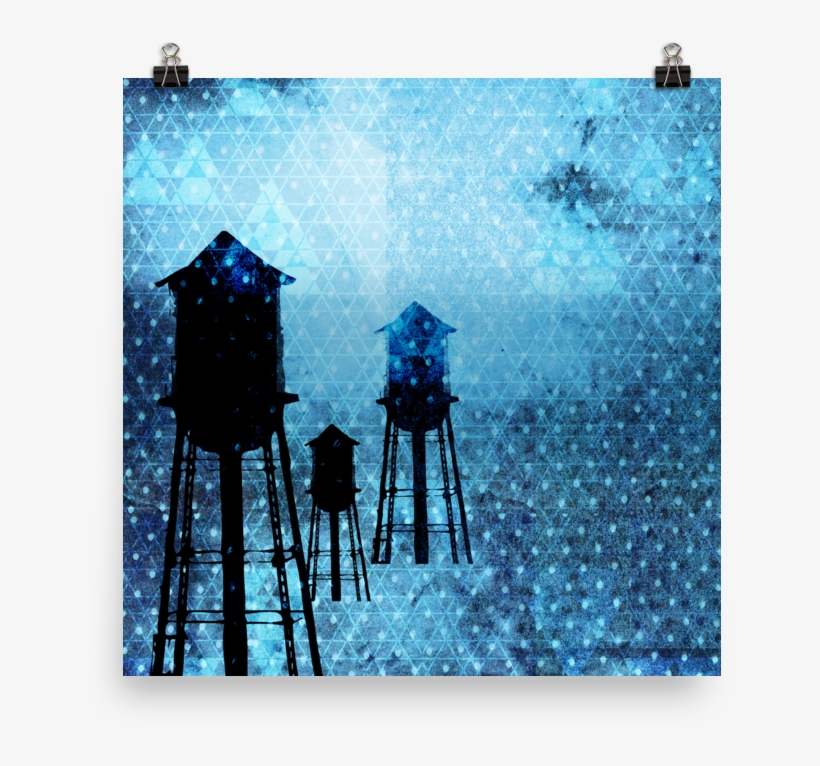 Water Towers At Night Poster - Painting, transparent png #814919