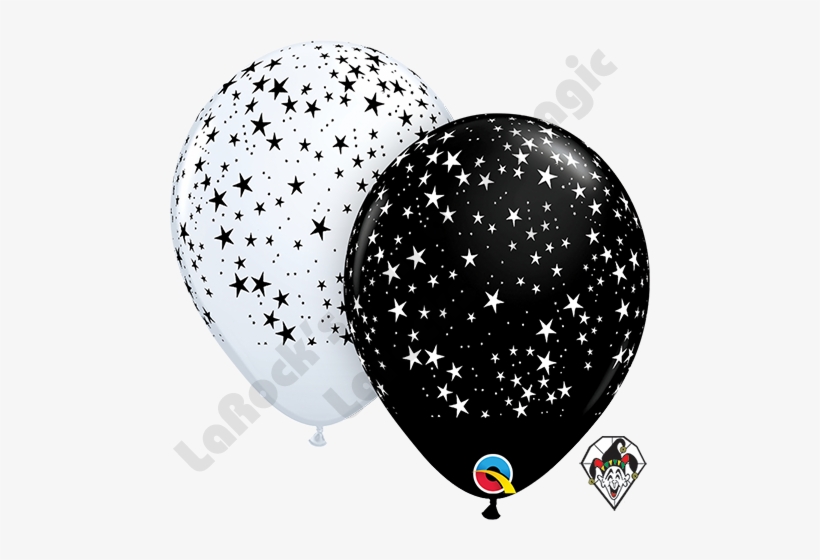 Qualatex 11 Inch Round Assortment Stars A Round Black/white - Star Balloon Latex, transparent png #815060