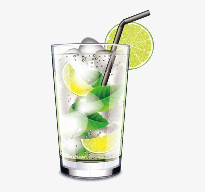 Mojito Cocktail Juice Drink Transprent Png Free - Glass With Ice And Straw, transparent png #815593