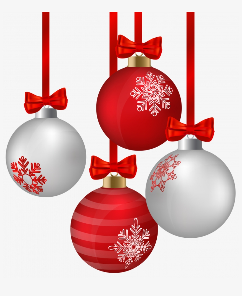 White And Red Hanging Christmas Ornaments Png Clipart - Ornaments Clipart, transparent png #817855