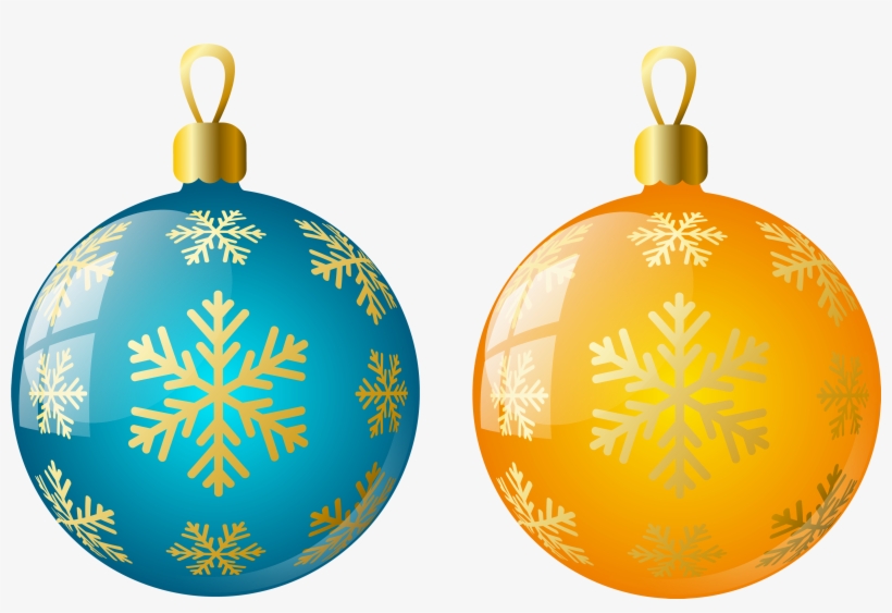 Large Size Transparent Yellow And Blue Christmas Ball - Yellow Christmas Balls Png, transparent png #817886