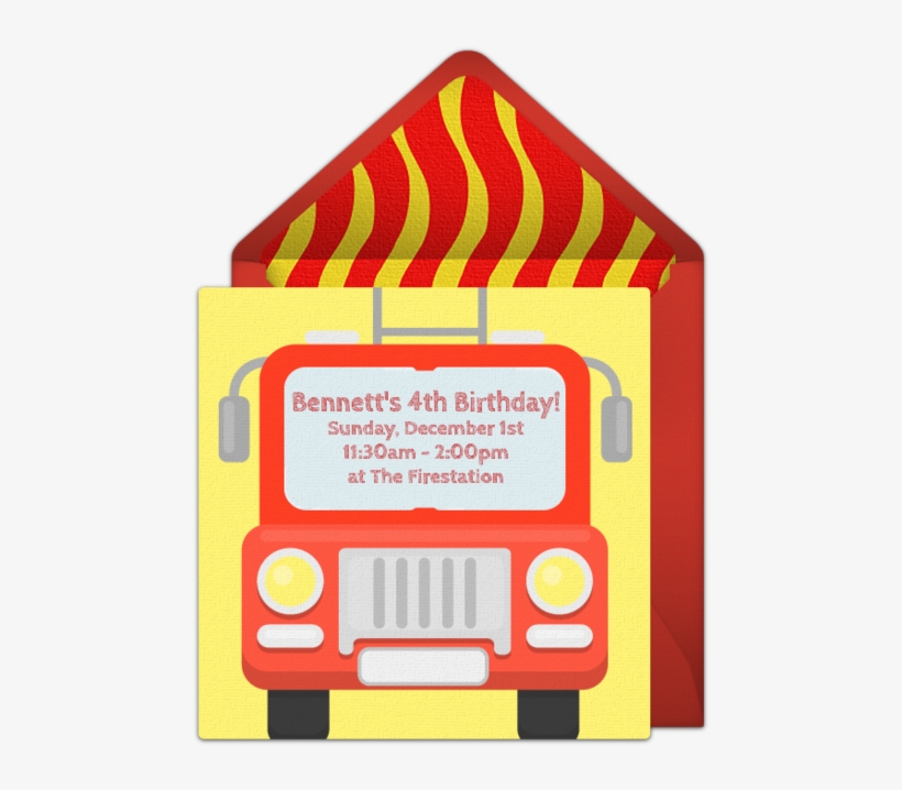 Customizable, Free Firetruck Online Invitations - Bombeiros Desenhos, transparent png #818296