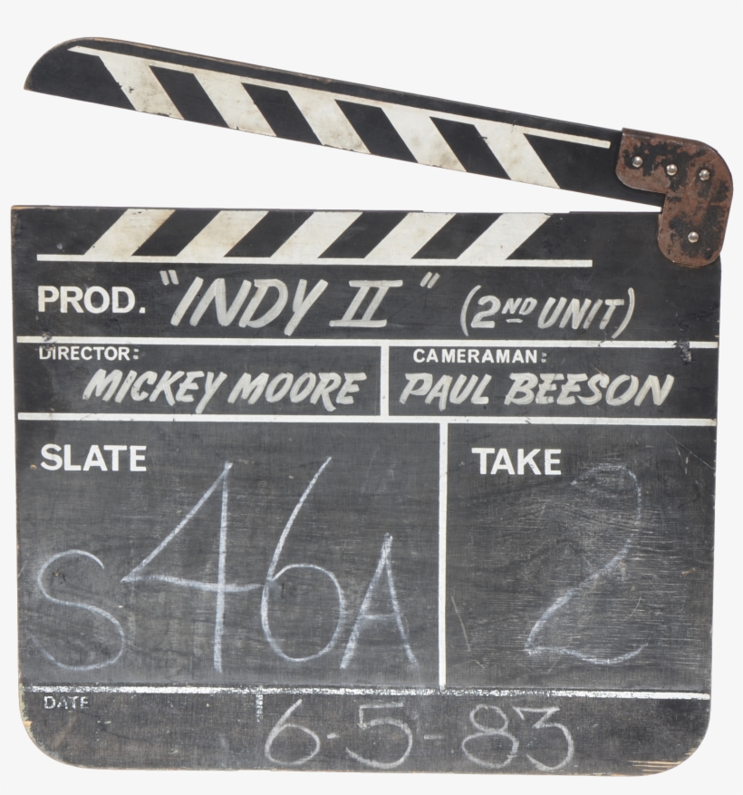 Clapboard From Indiana Jones And The Temple Of Doom - Indiana Jones Clapboard, transparent png #818620