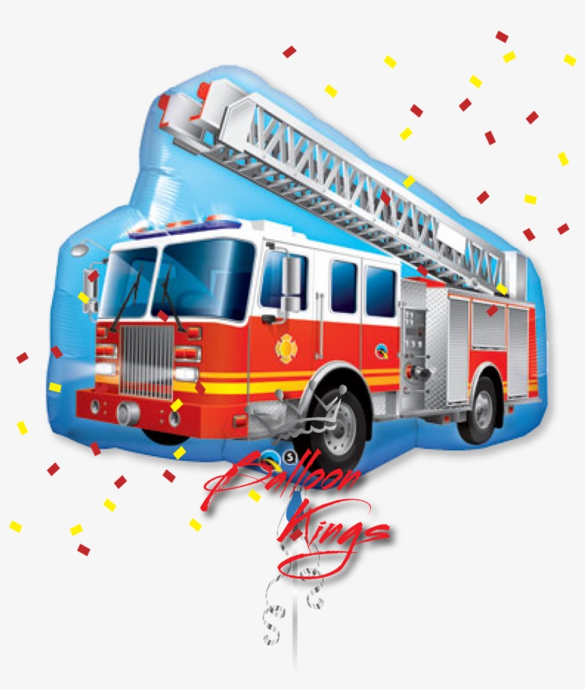 Fire Truck - Fire Engine Giant Foil Balloon (uninflated), transparent png #818840