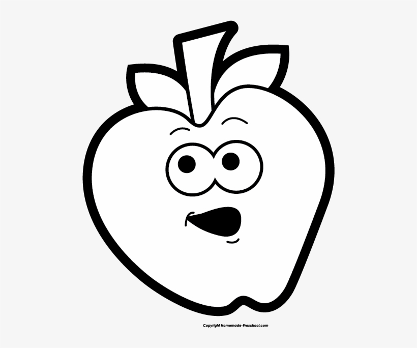 Apple Clip Art Free Black - Apple Smiley Face Black And White, transparent png #819709