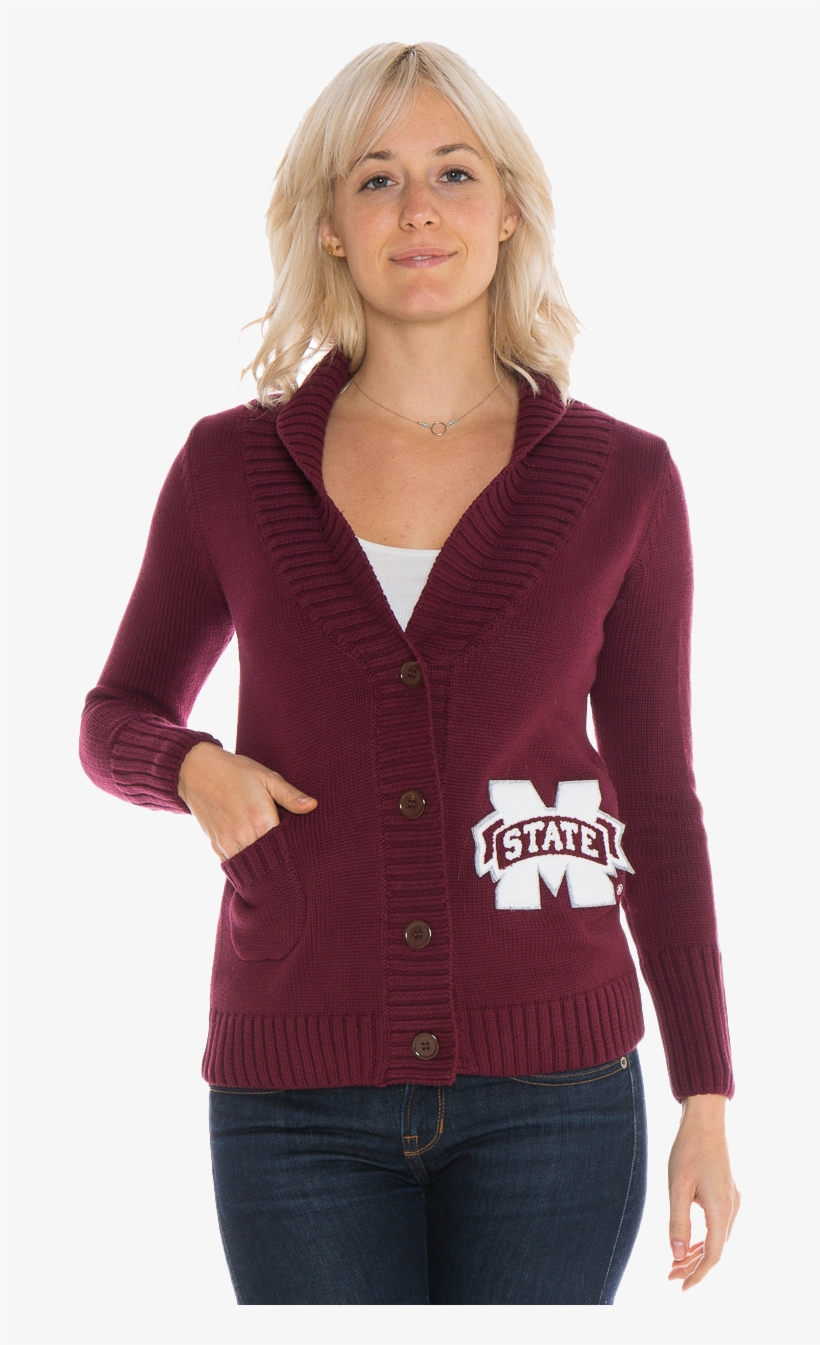 Mississippi State University Women's Letterman Cardigan - Girl, transparent png #8102621